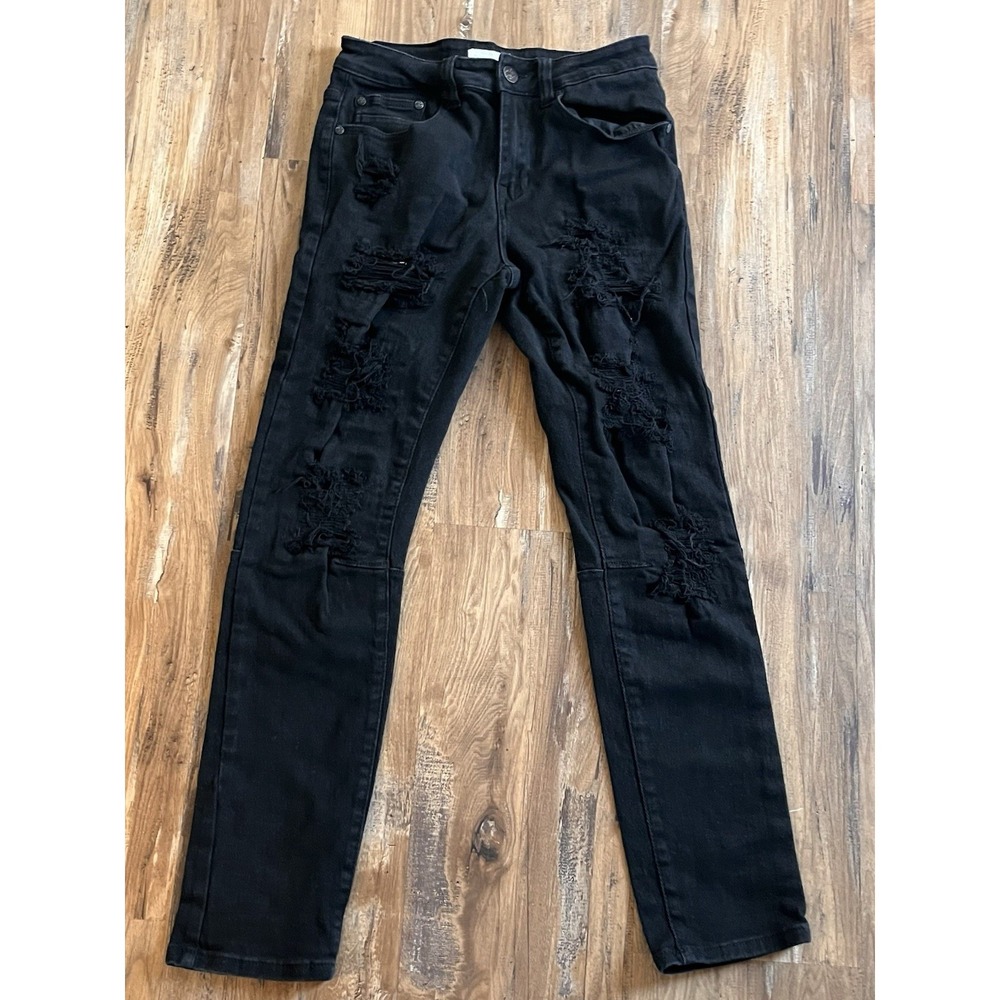 BLIND TRUST Men's Black Distressed Skinny Fit Jeans Size 30x32